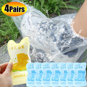 4pair Rain Shoes Adult Thickened Waterproof And Anti Slip Disposable Foot Covers For Rainy