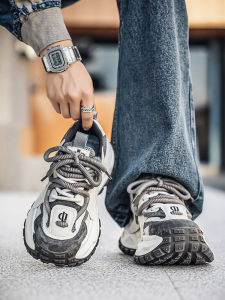 Trendy Mens Sport Shoes Anti-Slip Wide Footbed Heightening Autumn Casual Big Head Fashionable Youth Brand Dad Shoes