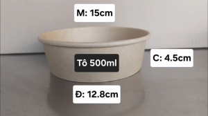 Tô giấy Kraft 500ml salad (Dạng thấp) Thùng 300-500 cái kèm nắp