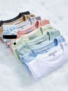 เสื้อยืดแขนสั้นผ้าไหมน้ำแข็ง Cabbeen สำหรับผู้ชาย ทรงหลวม สไตล์ลำลอง คอตั้ง สีพื้น แฟชั่นฤดูร้อน ระบายอากาศได้ดี