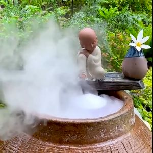 Combo Máy phun sương tạo khói + bộ gom nước phao nổi trang trí hồ cá tiểu cảnh non bộ