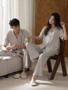 me home wear | Bộ Đồ Mặc Nhà Dành Cho Cặp Đôi Trẻ Cotton Mỏng Thoáng Áo Tay Ngắn Quần Dài