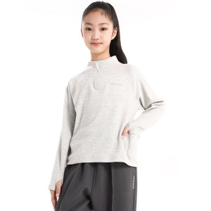 Girls Outdoor Sports Sweatshirt Antibacterial Breathable Skin-friendly Base Shirt Half Zipper Neck Spring New Arrival