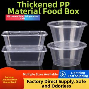 OUKUMAN | Thickened Transparent Round Meal Box With Lid