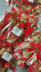 Bunga Natal untuk Dekorasi: 4/6/12 Pcs 3D Aksesoris Hiasan Bunga Gold Natal Gantungan Pohon