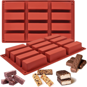 1-2 Fill Chocolate Bar Mold Deep Silicone Thick Chocolate Bar Mold Fill Bar Pistaco-Chocolate Bar Decomposition Candy Bar Mold