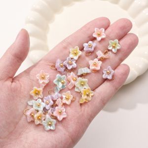 5pcs Colorful Mini 5 Petal Resin Flower Charms Sewing Embellishments For Hair Bows Garment DIY Handmade Sewing Accessories