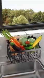 Wall Mounted Kitchen Racks  Vegetable Shelf Spice Storage Kitchen Condiments large capacity Hanging Grocery Fruit Basket