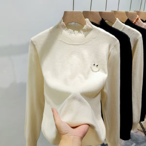 เสื้อสเวตเตอร์ถักคอสูงครึ่งตัวสำหรับผู้หญิง ทรงหลวม แขนยาว เสื้อชั้นใน ฤดูใบไม้ร่วง/ฤดูหนาว เสื้อสเวตเตอร์ถักแบบใหม่