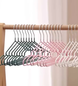 [10 แถม 10] ไม้แขวนเสื้อ ไม้แขวนเสื้อสแตนเลส แขวนผ้า  ผู้ใหญ่40ซม. เด็ก30ซม. เคลือบซิลิโคนกันลื่น พร้อมส่ง C2