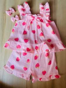 Bộ 2 dây cho bé gái chất Xô muslin nhiều họa tiết dễ thương  thấm hút mồ hôi tốt  mềm mại cho bé size từ 0-20kg