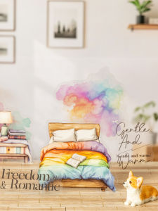 Watercolor Fading PET Stickers for Home Decor Scrapbooking Furniture Combination Scene Mosaic Material Tomato Girl Brand