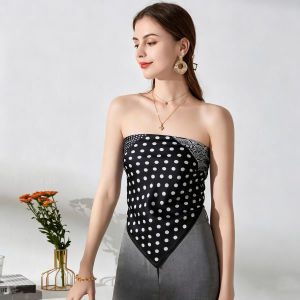New thin summer small square scarf simple polka dot silk scarf womens fashion faux silk scarf 70cm neckerchief