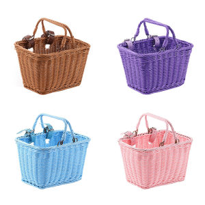 Bike Front Basket Adjustable Leather Straps Cute Square Bicycle Basket Bicycle Storage Basket Bicycle Accessories