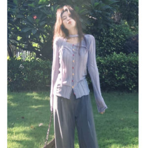 Áo cardigan BINKAFENNY nữ làm bằng vải dệt kim rỗng dùng khoác ngoài