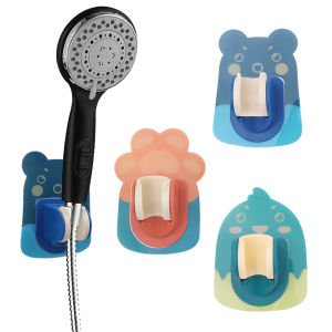 Wall-Mounted Shower Head Holder Adjustable Punch-Free Cartoon Shower Stand for Bathroom Shower Bracket Self-adhesive