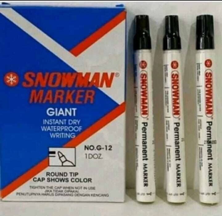 Spidol snowman G12 hitam 1 kotak isi 12 pcs | Lazada Indonesia