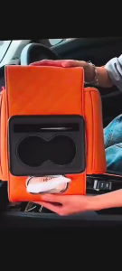 SEAMETAL 5 In 1 Car Armrest Storage Box With Cup Holder And Tissue Box Waterproof Armrest Heightening Pad with Side Pockets