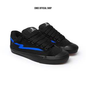 EMOE- BUBBLE- BLACK Sneakers Pria Wanita Sepatu Casual Hitam Biru Elegan Shoes Karet