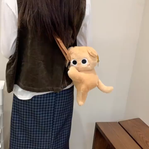 [SG Ready Stock] Cartoon Kitty Lying Bag Tik Tok Hot Siamese Kids Backpack Cat Toy Bag Girls Backpack