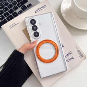 Ultra Thin Transparent Phone Case with Metal Kickstand and Corner Airbags Foldable Phone Cover
