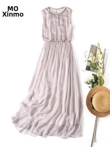 XMO | Sleeveless Silk A-Line Dress Slim Fit