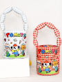 Cute Cartoon Bucket Bag Student Commuter Lunch Box Bag Handheld Canvas Tote Bag Soft Handle Medium Softness Washable. 