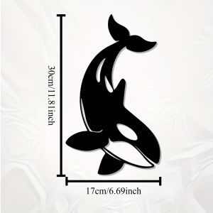 CIFbuy | Orca Iron Wall Art Rustproof Whale Metal Sculpture Mural Living Room Garden Fence Outdoor Home Decor Marine Lovers Gift Ornament
