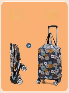 รถเข็นซื้อของพับได้อลูมิเนียมสำหรับใช้ในบ้าน พร้อมล้อเลื่อนแบบอเนกประสงค์ รถเข็นเล็กพกพา รถเข็นซื้อของแบบเบา รถเข็นเดินด้วยมือ