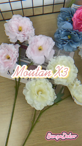 ￼Bunga Mutan Peony Jumbo Tangkai Panjang Cabang 3 Flowers Besar Bunga Palsu Moutan Peoni Artficial Tanaman Hias Dekorasi Pelamaninan Bucket Hiasan Pojok Ruangan Hotel Rumah Cafe Artifisial Import Premium Murah