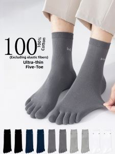 MiiOW | Antibacterial 10A Cat Man Five-Finger Mens Spring Summer Thin Cotton Anti-Foot Fungus Mid-Calf Breathable Toe-Separating Socks