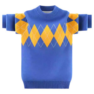 Boys Pullover Childrens Cashmere Sweater Knitwear Childrens Woolen Sweater Autumn and Winter Baby Bottoming Thickening round Neck