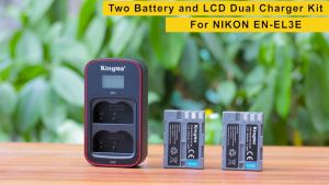 [KingMa] 1600mAh EN-EL3e Camera Battery Replacement (two) and Dual USB LCD Display Charger Set or Single Battery Compatible with Nikon D50 D70 D70s D80 D90 D100 D200 D300 D300s D700 Digital SLR Cameras EN-EL3e / EN-EL3 / ENEL3 / ENEL3e
