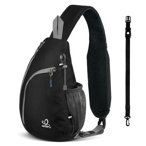 WATERFLY Crossbody Sling Bag Water Resistant Backpack Lightweight Large Capacity Shoulder Bag Messenger Bag Chest Daypack for Men Women Running Hiking Travel