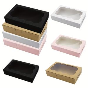 12/24pcs Clear Window Cake Box with Lid Bakery Pastry Display for Wedding Birthday Valentines Mothers Day Gift Packaging