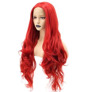 Wig Base Wavy Merah 60 Cm Curly Wanita Cosplay Rambut Palsu Wig Lolita Daily Wig Full Lace Long Big Wave Rambut Palsu Hair Extension Panjang Bergelombang Berkualitas Rambut