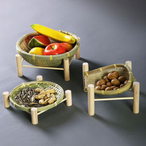 Giỏ Rau Dừa Thủ Công Bằng Tre Trà Điểm Ăn Trays Baskets Lưới Rây Tráng Men Trang Trí Bàn Ăn Gỗ Giá Đỡ