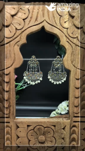 New Premium Double Stage Earring With Pearl Beads Indian Earrings | Anting-Anting