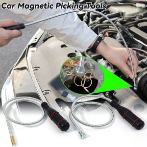 Car Magnetic Pickup Tool Flexible Bendable Snake Pickup Bendable Suction Bar for Locate Falling Objects Reach Sink Drains Pick Up