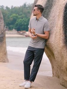 Enjeolon | Thin Quick-Dry Straight Casual Pants for Men Summer Elastic Business Solid Ice Silk Long Pants