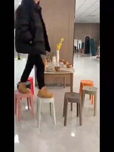 Nordic Round Plastic Dining Chair Stackable Durable Simple Style Stool for Home & Living Room