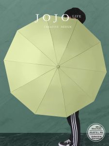 Automatic Folding Umbrella Womens Sunny Rain Two-Purpose JOJOS L. PD. Mr. Grocery Pure Color Plastic Stick Household Umbrella