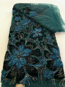 African High-End Handmade Beaded Lace Fabric French Sequin Embroidered Lace Womens Fashion Evening Gown Party Sewing AT2899