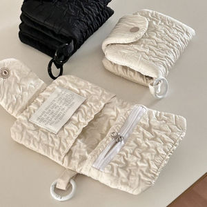 New Arrival Ins Cute Niche Style Wallet: Ruched Two Fold Fabric Classic Style Card Storage Case ID Card Coin Purse for Women