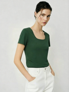 AMII | Retro French Style Slim Fit Cotton Stretch T-Shirt