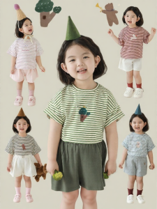 YOEHYAUL | Áo Thun Nữ Đáng Yêu Sọc Sặc Sỡ