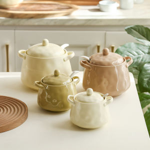 ขวดเกลือและน้ำมันปรุงรสแบบอเนกประสงค์ ความจุขนาดใหญ่ อุปกรณ์ทำอาหารจากเซรามิก ทนต่อความร้อนสูง อุปกรณ์เก็บของในครัวสำหรับใช้ในบ้าน