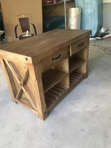 American Industrial Style Sideboard Cabinet 60 Wide Dining Table Integrated Modern Minimalist Kitchen Locker with Wheels Log Style Kitchen Island