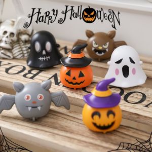 2pcs Halloween Party Pumpkin Car Children Pull Back Car Funny Small Toy Bat Ghost Toy Car Kids Gift