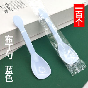 Colorful Disposable Iron Shovel Shaped Dessert Spoon Pudding Spoon 100 Pieces / Pack Cute Parfait Spoon Dining Utensils